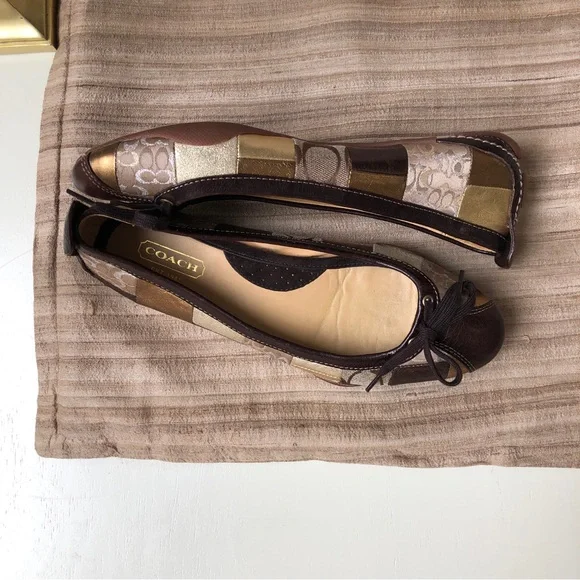 Coach Jenilee Mosaic Metallic Ballet Driving Flat Leather Patchwork Shoes 8.5 M - Picture 4 of 7